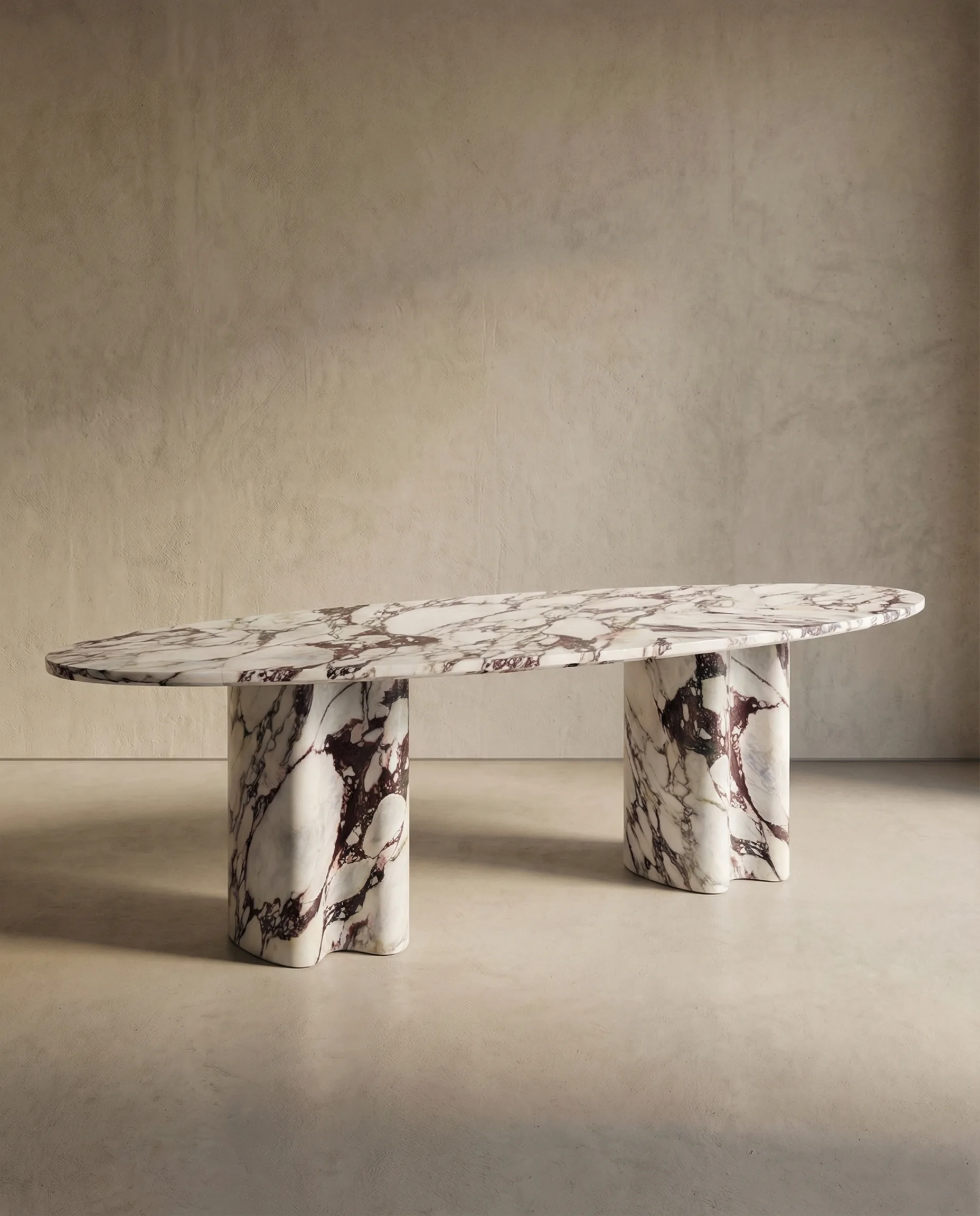 Lavanche Dining Table in Calacatta Viola marble